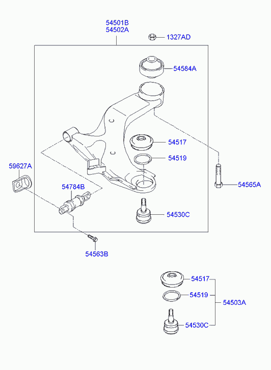 Рычаг передний нижний левый для Хендай Элантра 2003-2010
