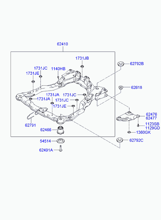 Подрамник передний, балка для Хендай Элантра 2003-2010