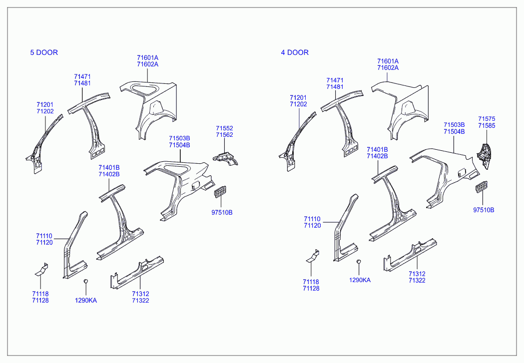 Центральная стойка кузова правая для Хендай Элантра 2003-2010