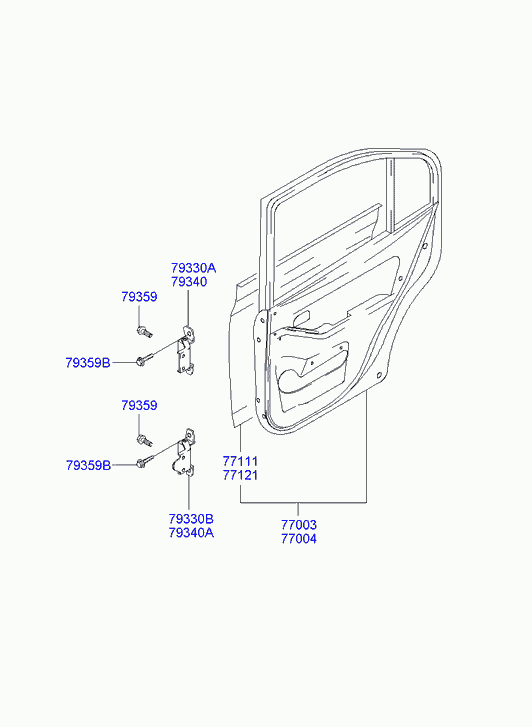 Дверь задняя левая для Хендай Элантра 2003-2010
