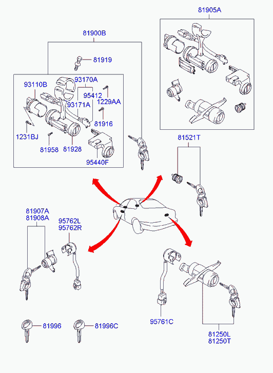 Набор ключей для Хендай Элантра 2003-2010