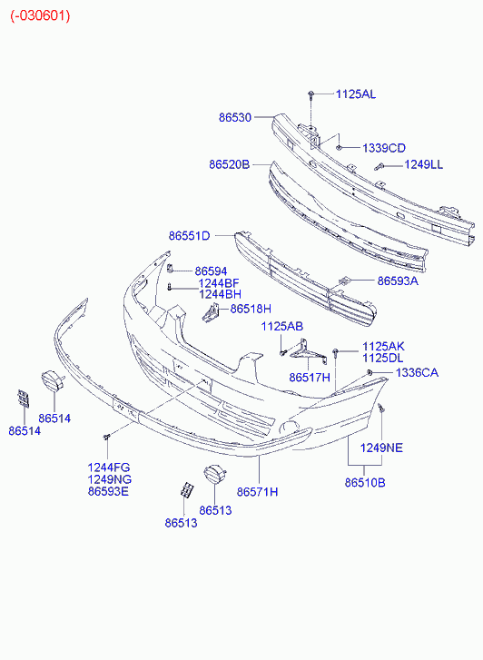 Усилитель переднего бампера для Хендай Элантра 2003-2010