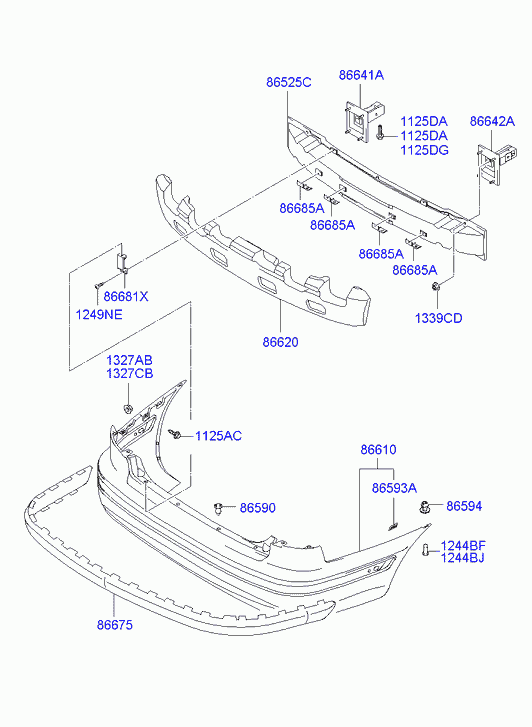 Усилитель заднего бампера для Хендай Элантра 2003-2010