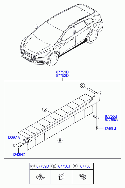 Молдинг боковой правый для Хендай Элантра 2003-2010