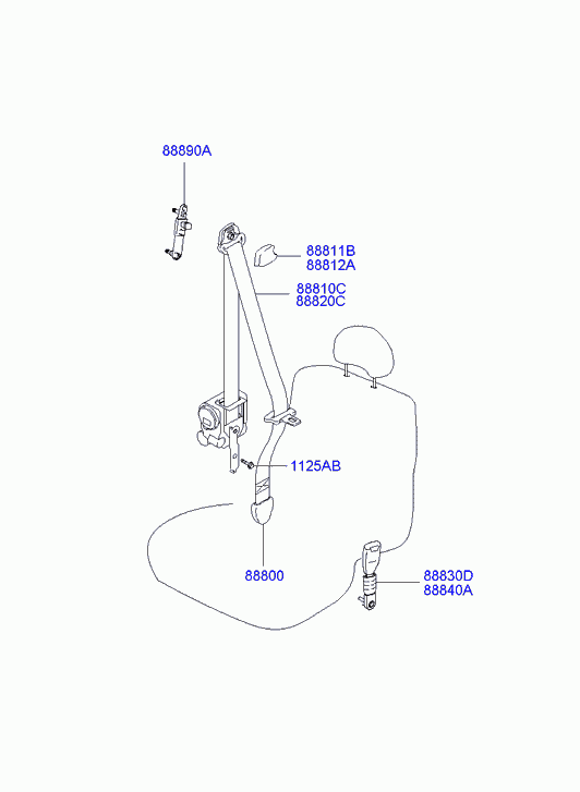 Ремень безопасности переднего пассажира для Хендай Элантра 2003-2010