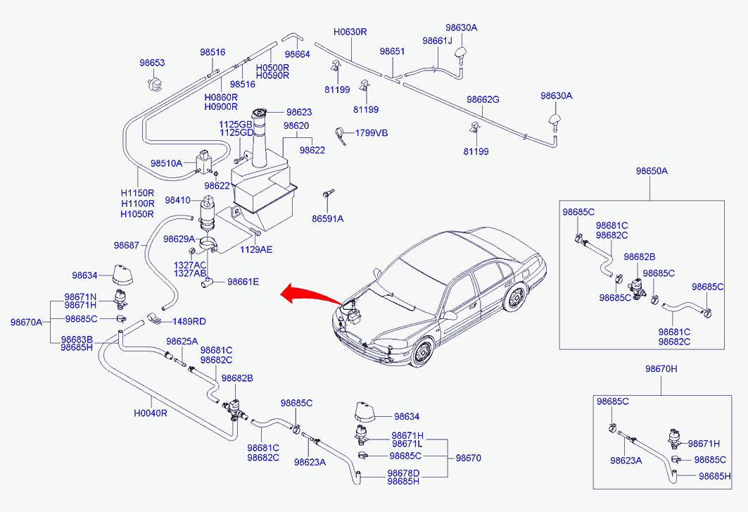 Бачок омывателя стёкол для Хендай Элантра 2003-2010