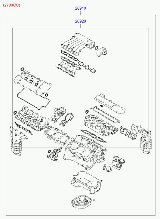 Комплект прокладок для двигателя для Хендай Санта Фе 2005-2010