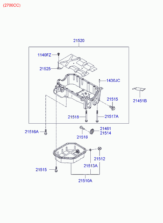 Поддон масляный верхний для Хендай Санта Фе 2005-2010