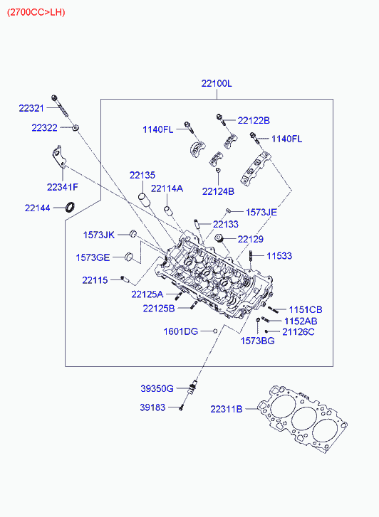 Головка блока цилиндров левая в сборе для Хендай Санта Фе 2005-2010