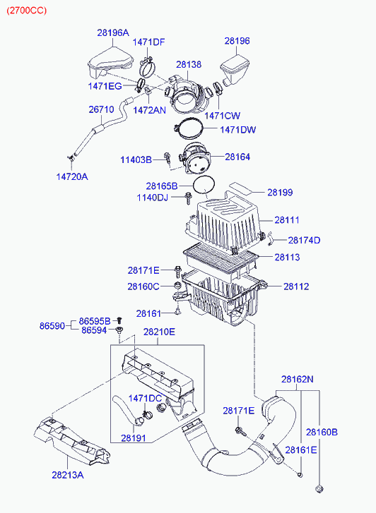 Фильтр воздушный, моторный для Хендай Санта Фе 2005-2010