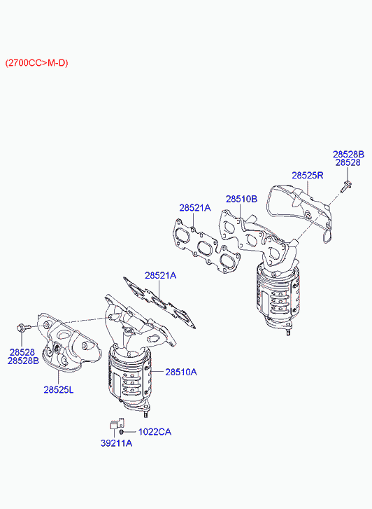 Коллектор выпускной левый для Хендай Санта Фе 2005-2010