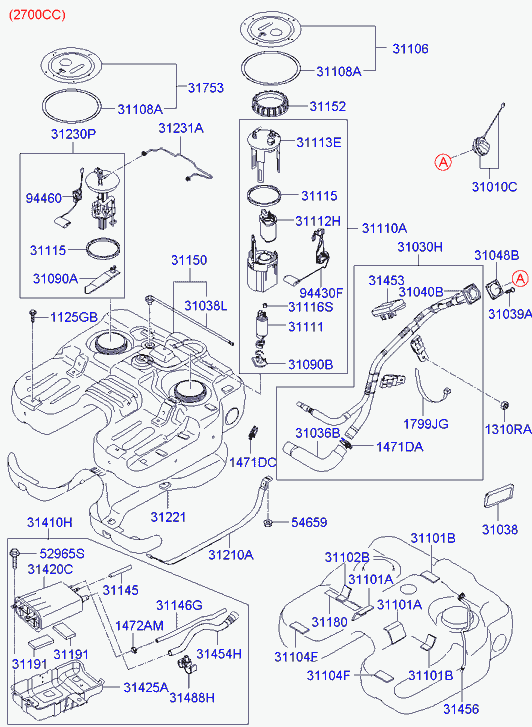 Топливный насос в сборе для Хендай Санта Фе 2005-2010