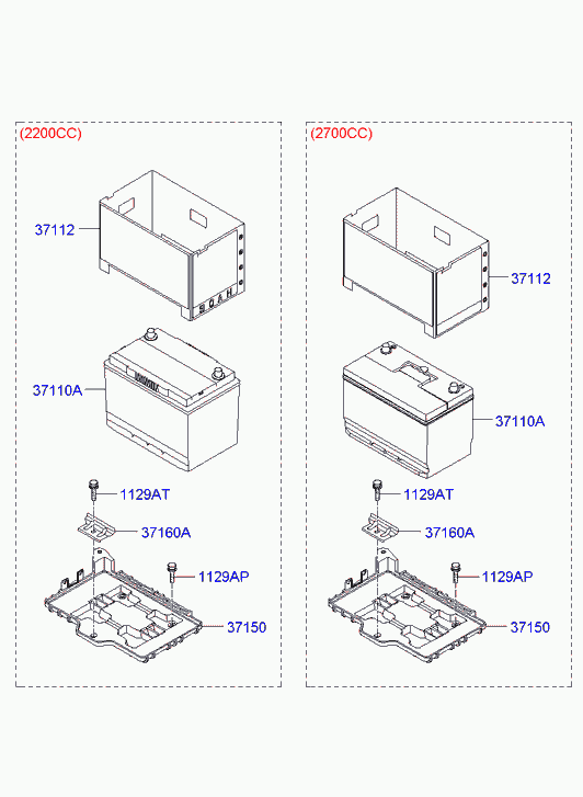 Аккумулятор для Хендай Санта Фе 2005-2010