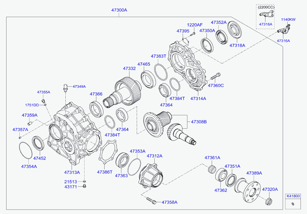 Раздаточная коробка в сборе для Хендай Санта Фе 2005-2010