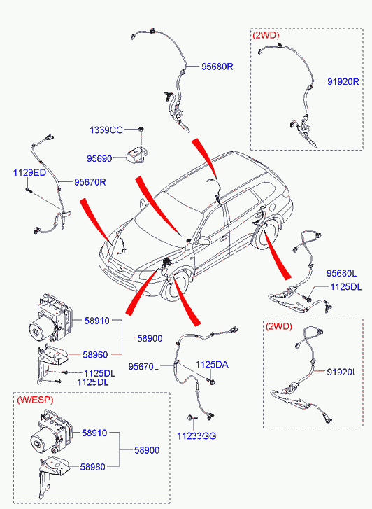 Датчик АБС передний правый для Хендай Санта Фе 2005-2010