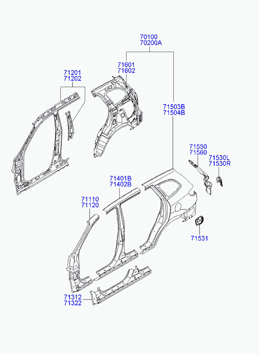 Центральная стойка кузова правая для Хендай Санта Фе 2005-2010