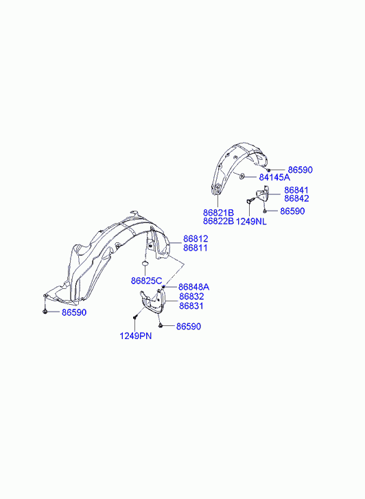 Подкрылок передний левый для Хендай Санта Фе 2005-2010