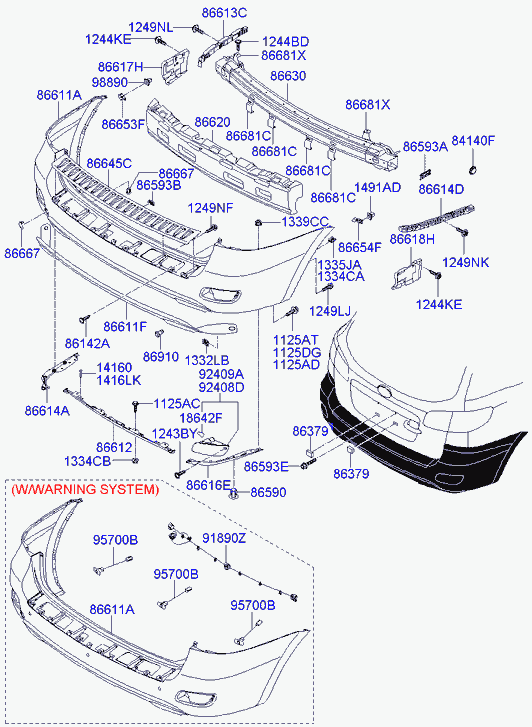 Усилитель заднего бампера для Хендай Санта Фе 2005-2010