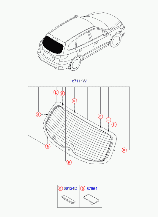 Стекло заднее для Хендай Санта Фе 2005-2010