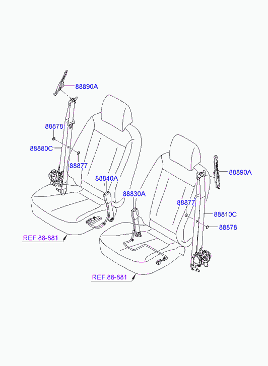 Ремень безопасности водителя для Хендай Санта Фе 2005-2010