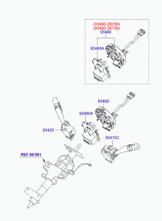 Подрулевой переключатель стеклоочистителя для Хендай Санта Фе 2005-2010