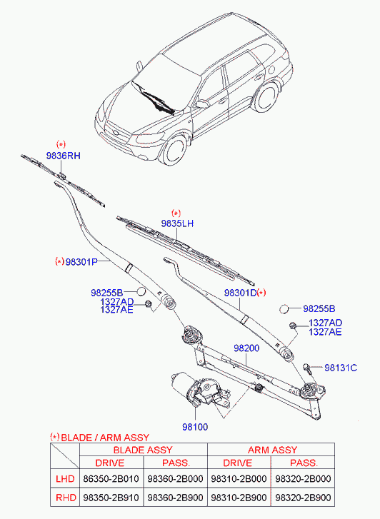 Трапеция переднего стеклоочистителя для Хендай Санта Фе 2005-2010