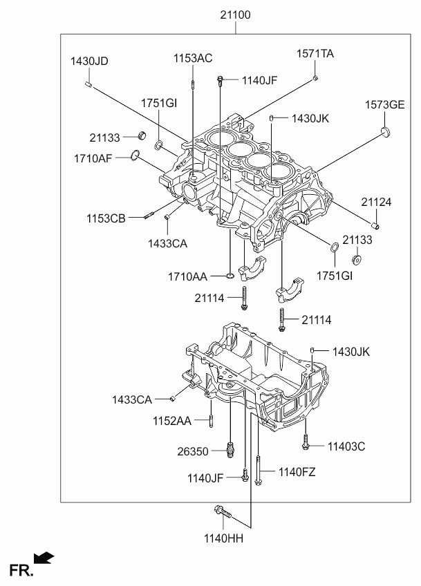 Блок цилиндров в сборе для Киа Рио 2011-2015