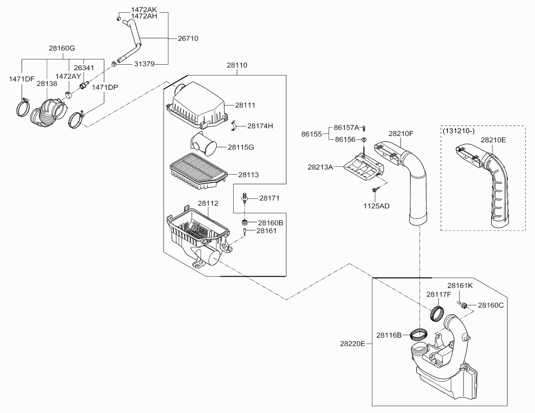 Корпус воздушного фильтра в сборе для Киа Рио 2011-2015
