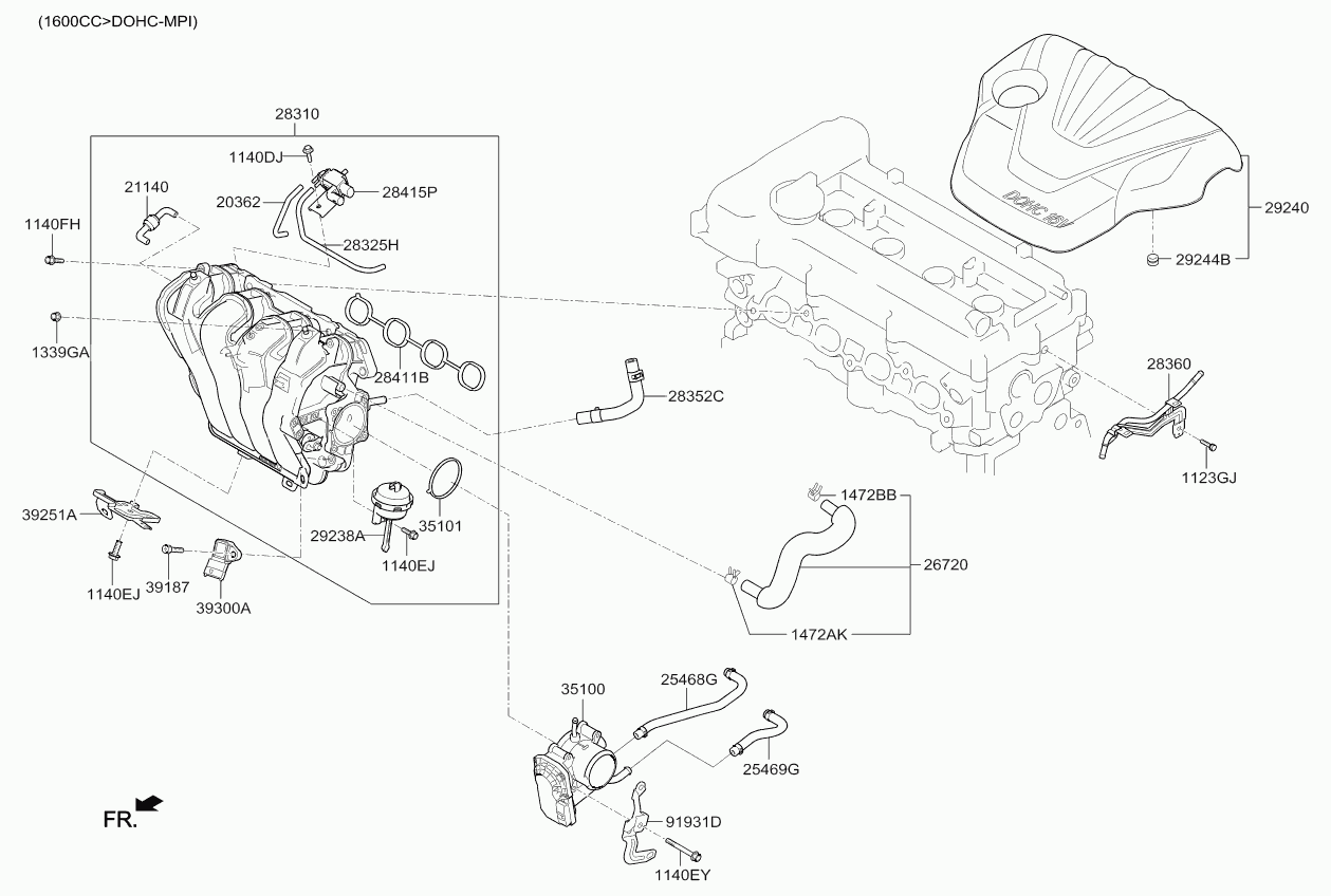 Коллектор впускной для Киа Рио 2011-2015