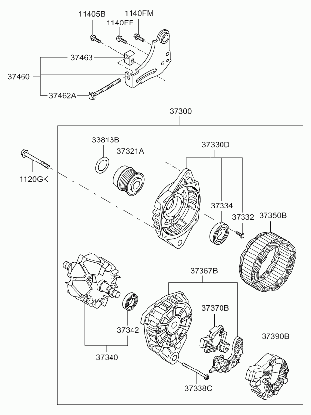 Генератор в сборе для Киа Рио 2011-2015