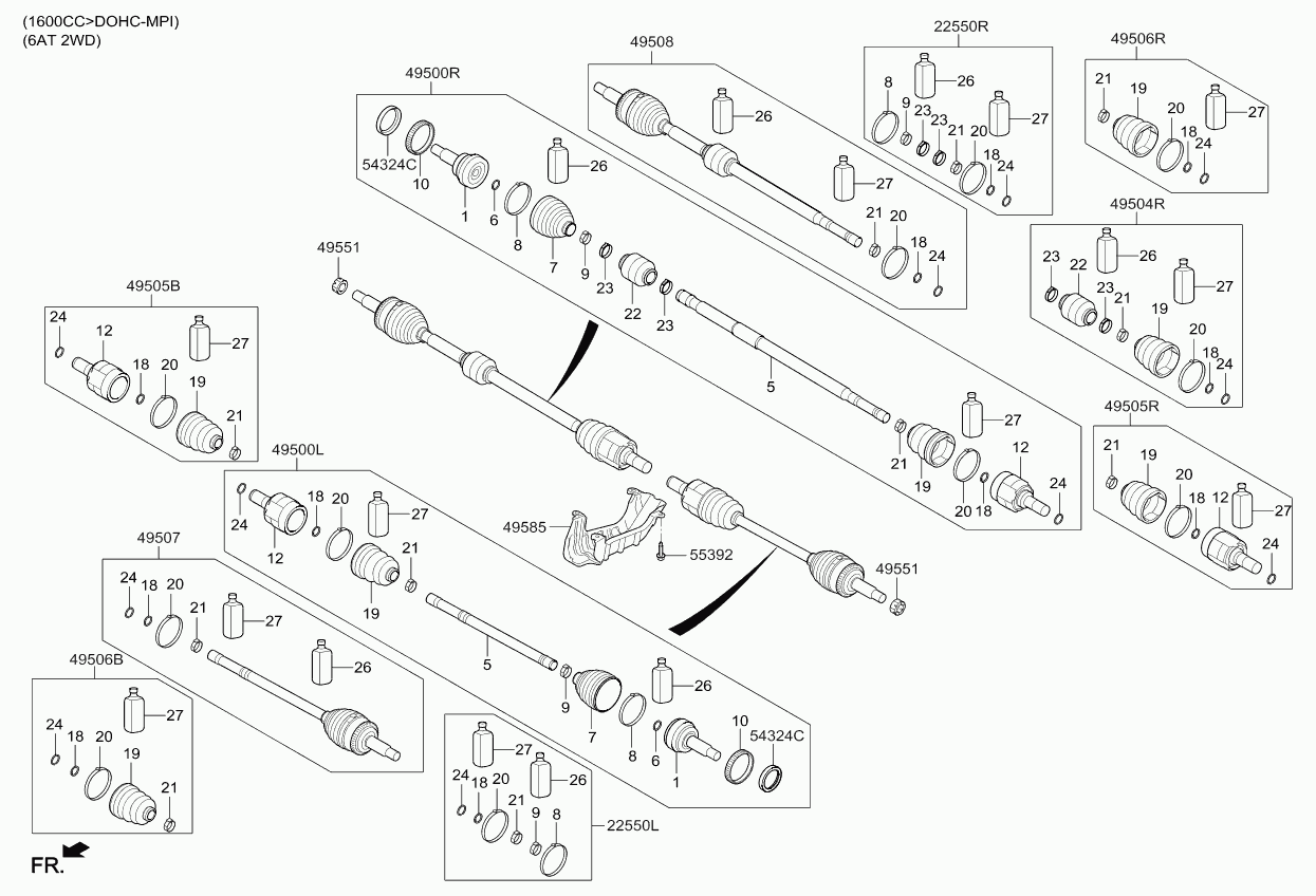 Приводной вал правый для Киа Рио 2011-2015