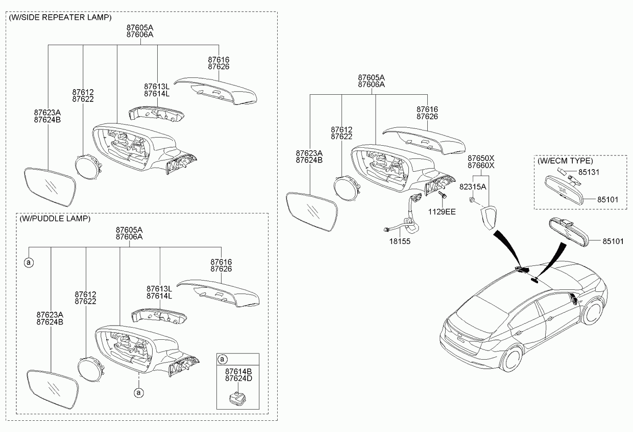 Зеркало боковое левое для Киа Рио 2011-2015