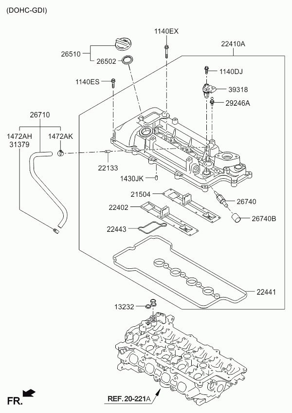 Клапанная крышка для Киа Соул 2011-2014