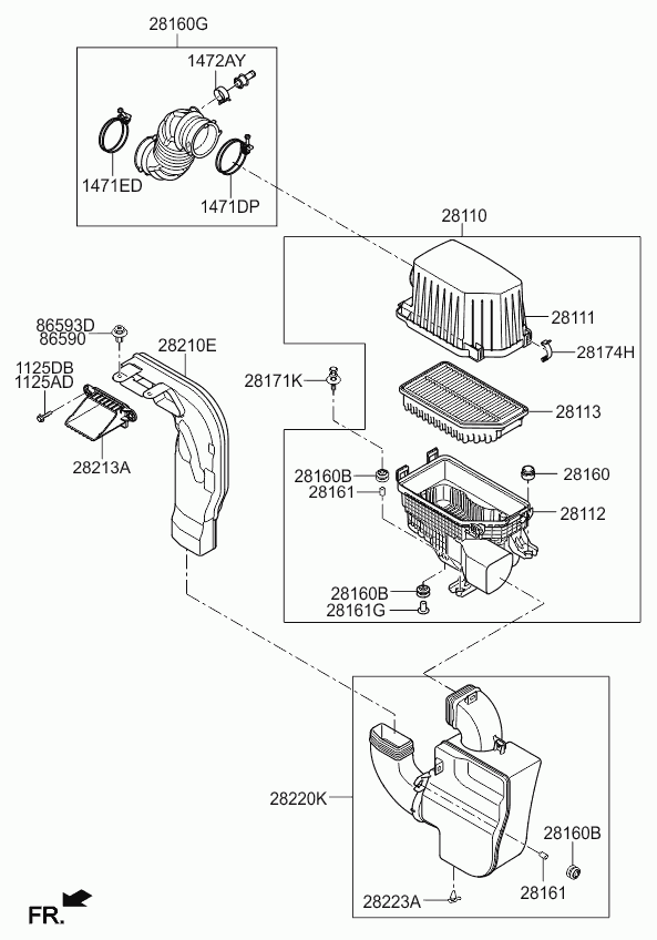 Корпус воздушного фильтра в сборе для Киа Соул 2011-2014