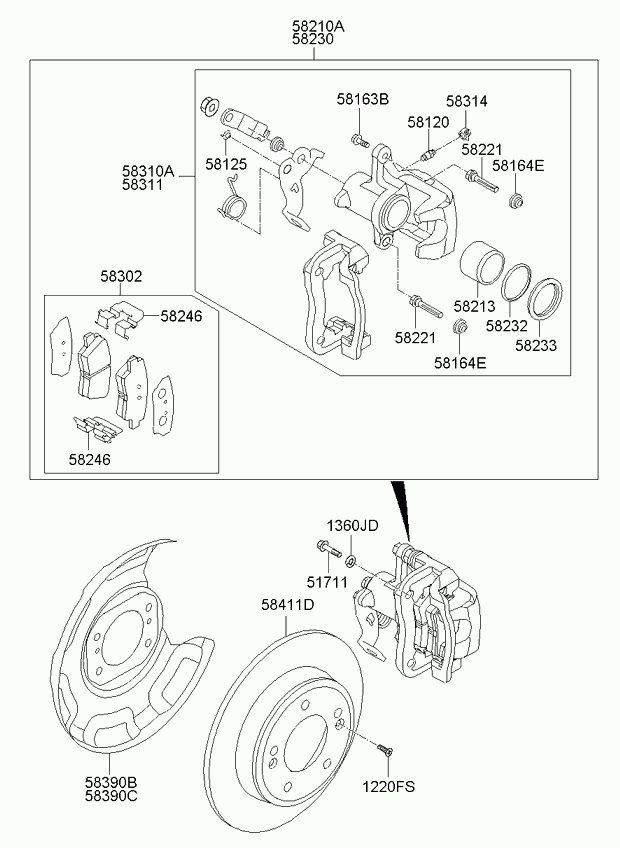 Суппорт тормозной задний левый для Киа Соул 2011-2014