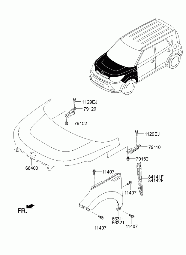 Крыло переднее левое для Киа Соул 2011-2014