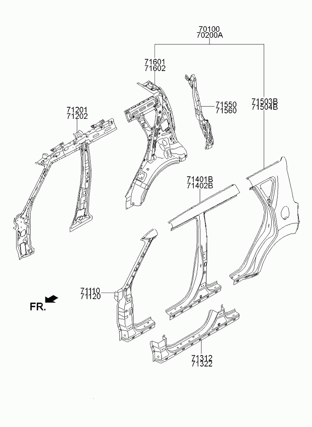 Центральная стойка кузова правая для Киа Соул 2011-2014
