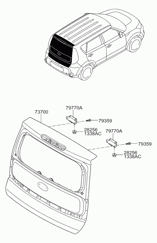 Крышка багажника для Киа Соул 2011-2014