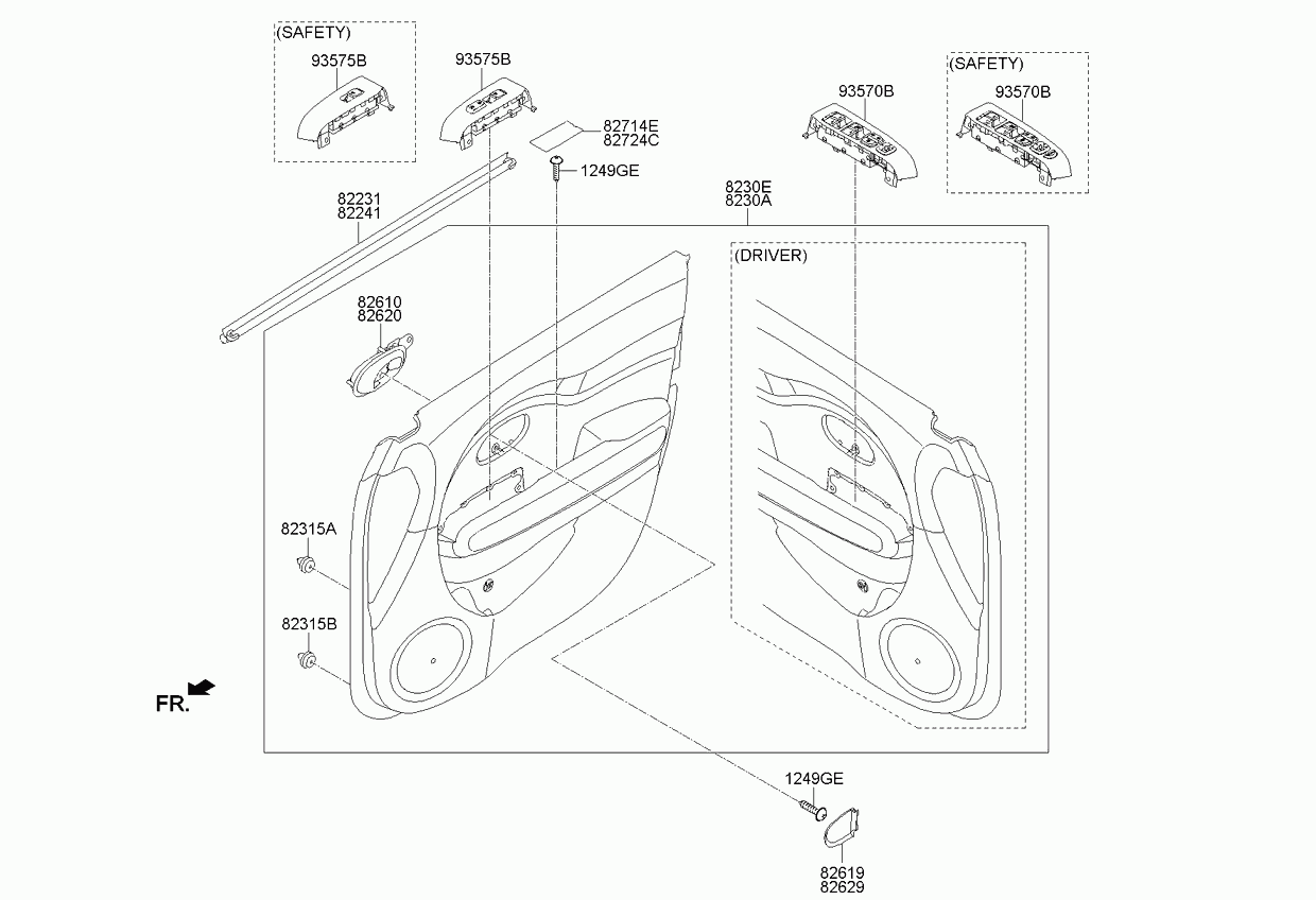 Панель кнопок стеклоподъёмников для Киа Соул 2011-2014
