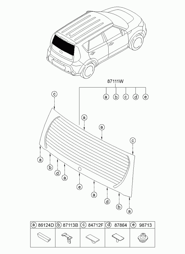Стекло заднее для Киа Соул 2011-2014