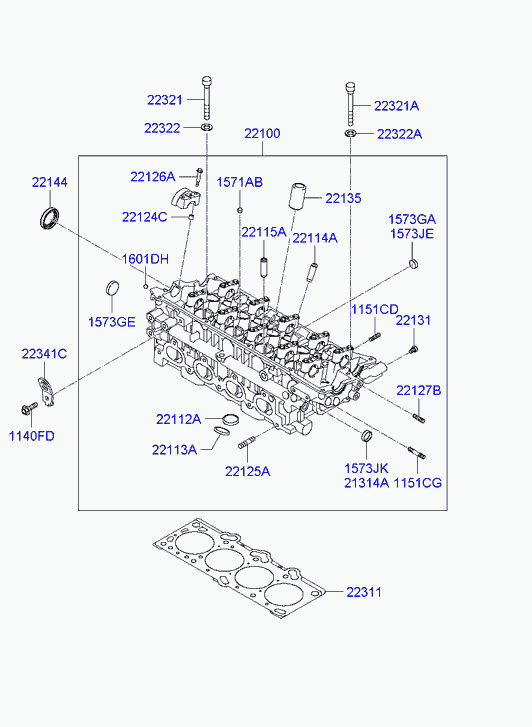 Головка блока цилиндров в сборе для Хендай Туссан 2004-2010