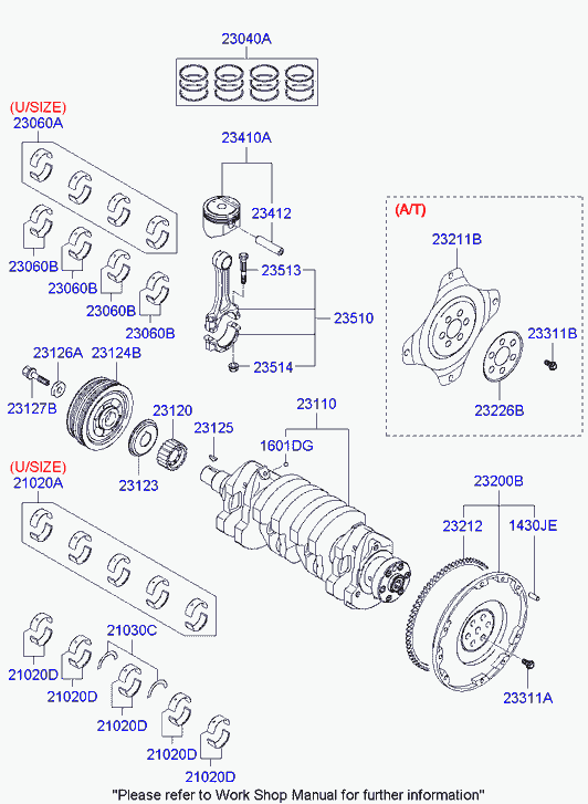 Вкладыши коренные для Хендай Туссан 2004-2010