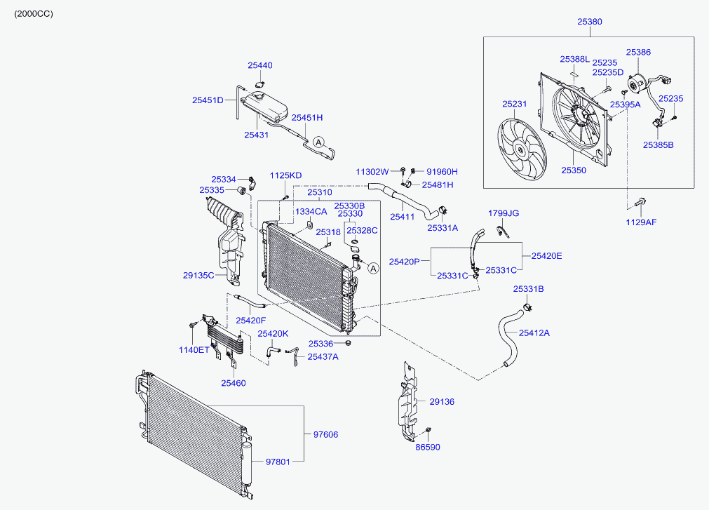 Вентилятор в сборе для Хендай Туссан 2004-2010
