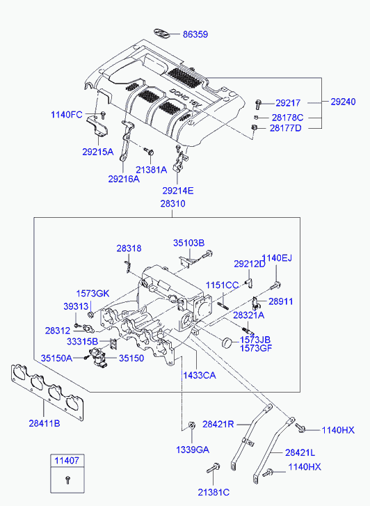 Коллектор впускной для Хендай Туссан 2004-2010