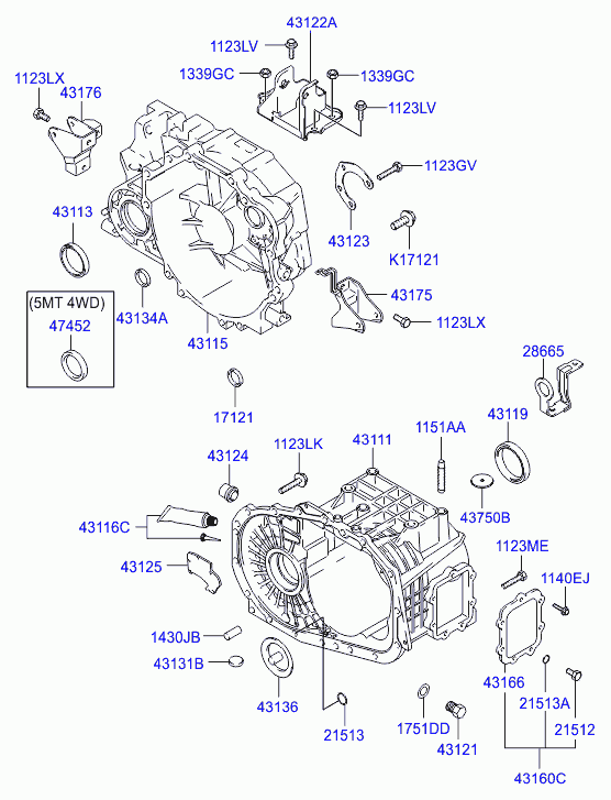Корпус МКП для Хендай Туссан 2004-2010