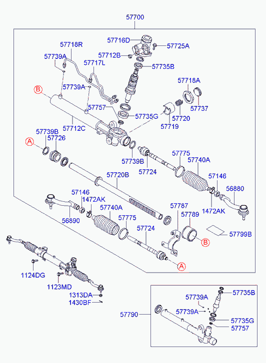 Рулевая рейка в сборе с наконечниками для Хендай Туссан 2004-2010
