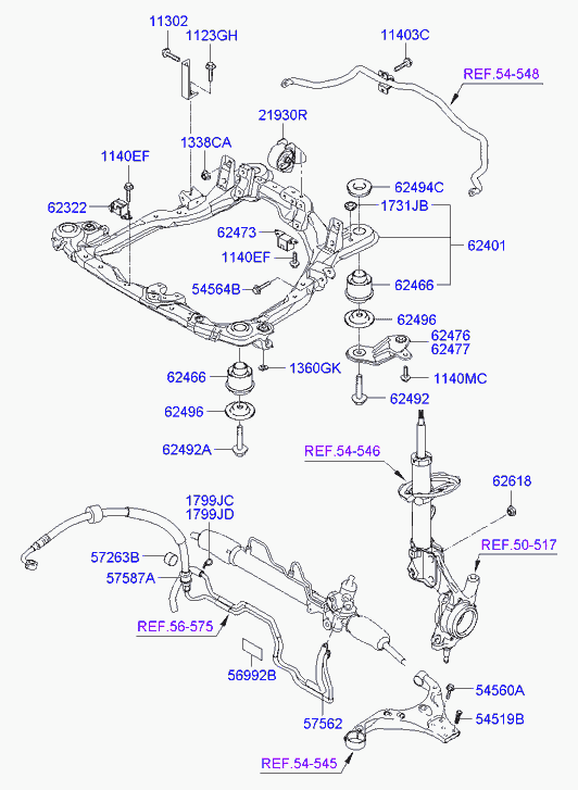 Подрамник передний, балка для Хендай Туссан 2004-2010