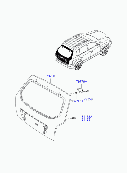 Крышка багажника для Хендай Туссан 2004-2010