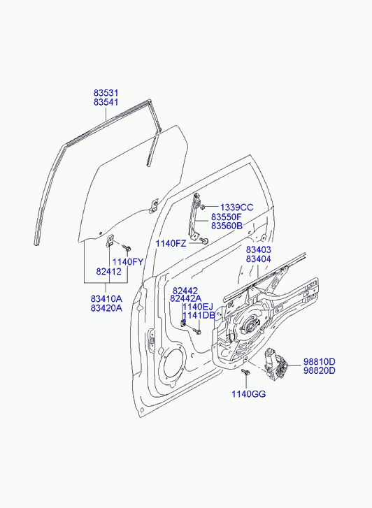 Мотор стеклоподъемника заднего левого для Хендай Туссан 2004-2010