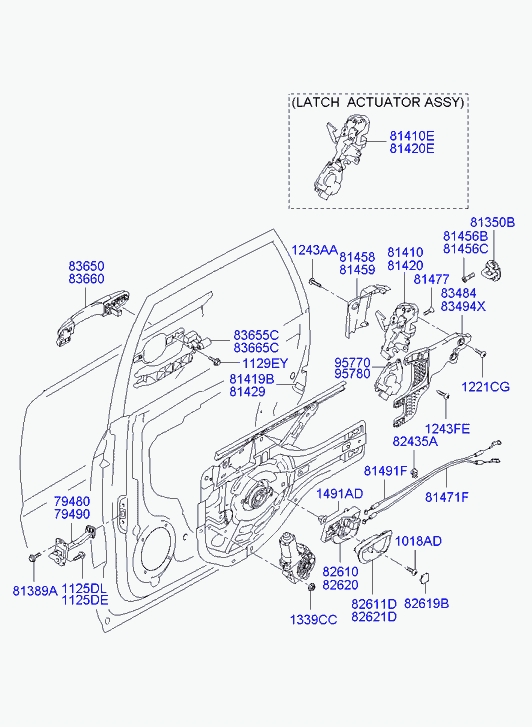 Замок задней левой двери для Хендай Туссан 2004-2010